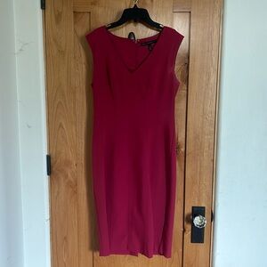 Midi-length raspberry colored sheath dress in size 6.  Used, but well cared for.
